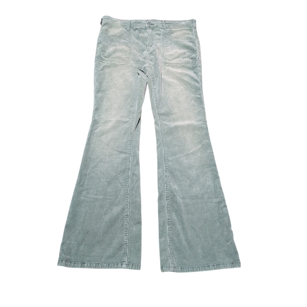 Pilcro Corduroy Pants Womens 31 Green Icon Flare Wide Leg Mid Rise Anthropologie